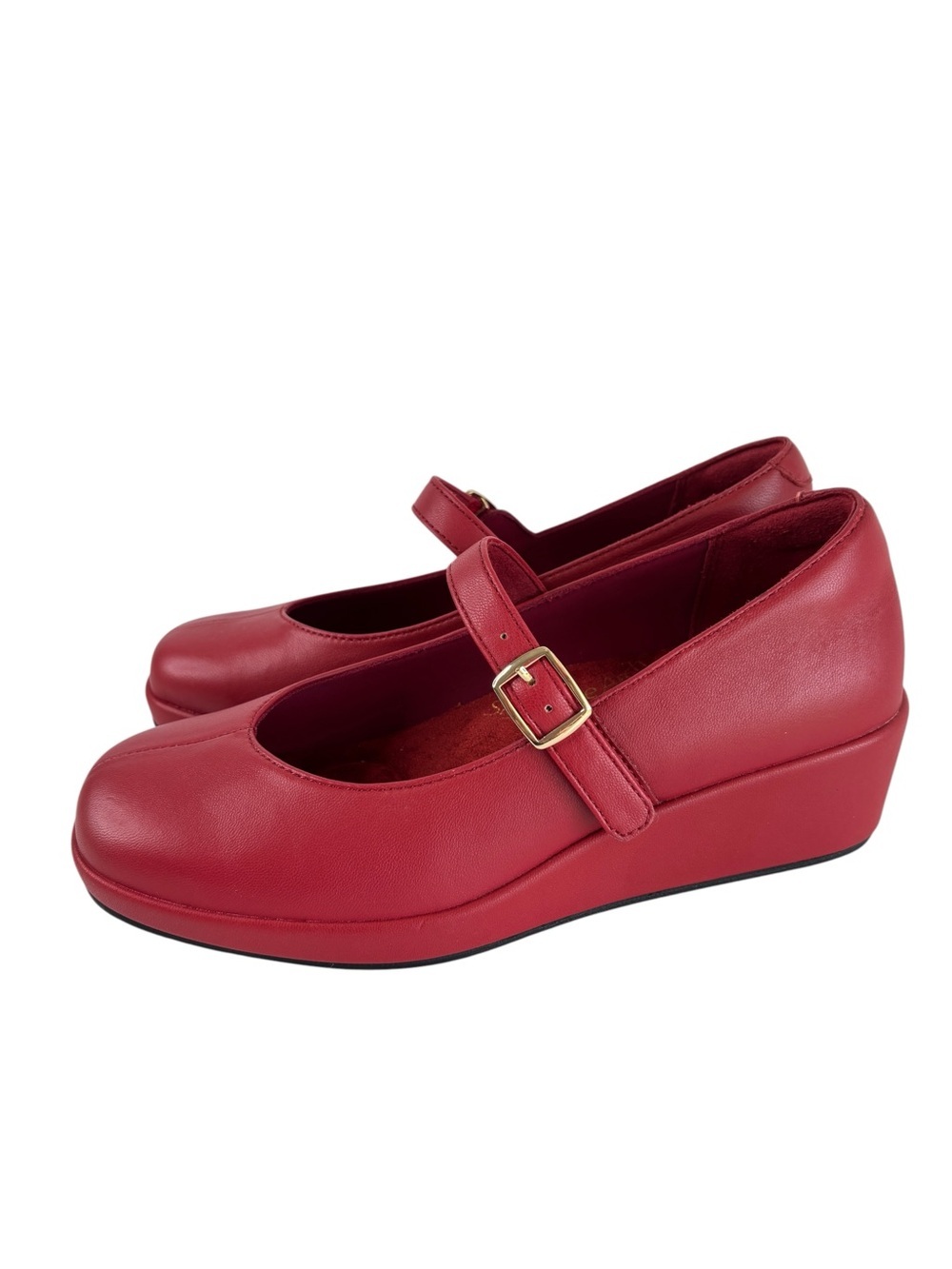 Alegria Haylo Ruby Red Mary Jane Modern Wedge Heel Shoe Size 37 US 7 / 7.5 NEW!
